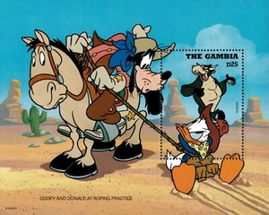 Gambia - Disney, Goofy and Donald Duck as Cowboys - Souvenir Stamp Sheet MNH - Picture 1 of 1