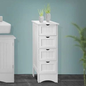 Mueble armario blanco 4 cajones madera MDF cómoda común baño y aseo 30x81x30cm - Imagen 1 de 5