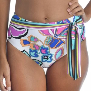 Trina Turk Mandalay Printed High-Waist Bikini Bottoms White Size 6 10 NWT - Picture 1 of 2