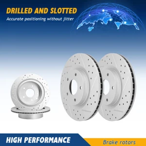 Rotores de freno de disco perforados delanteros traseros para Nissan Rogue 2008-2016 2017 - Imagen 1 de 7
