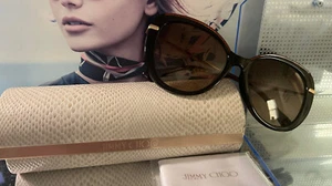 Jimmy Choo PHEBE/F/S-2PIHA Sunglasses Black Brown Frames 56-17 NWT #107 - Picture 1 of 8