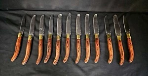 Set of 12 Laguiole L'Eclair 440 Bee Steak Knives Rosewood Handles Straight Edge - Picture 1 of 10