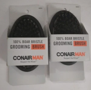 2 Pack Conair Man 100% Boar Bristle Grooming Brush Respect The Ritual - Picture 1 of 6