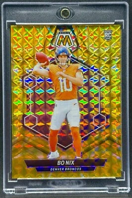 Bo Nix  RARE ROOKIE RC GOLD REFRACTOR  INVESTMENT CARD SSP PANNI BRONCOS MINT - Image 1 of 2