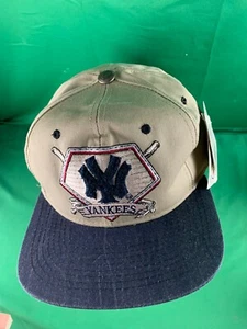 VINTAGE MLB STARTER NEW YORK YANKEES WHEAT SNAPBACK HAT CAP RARE - Picture 1 of 8