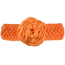 Baby Girl Wide Turban Crochet Headband Head Wrap Hair Band With Flower Orange