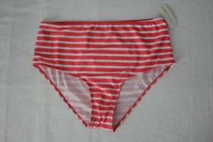 NEW Womens Swimsuit High Waisted Bikini Bottoms Plus Size 1X Pink Striped - Picture 1 of 2