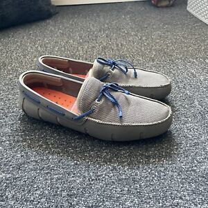 Swims Braided Lace Loafers, Grey/Blue, Size 9 UK