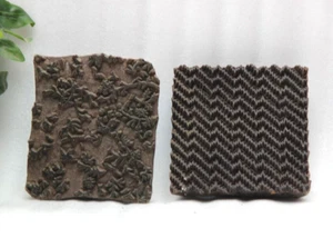 Vintage Wooden Printing Blocks Hand Carved Textile Fabric Stamps Décor - 15441 - Picture 1 of 9