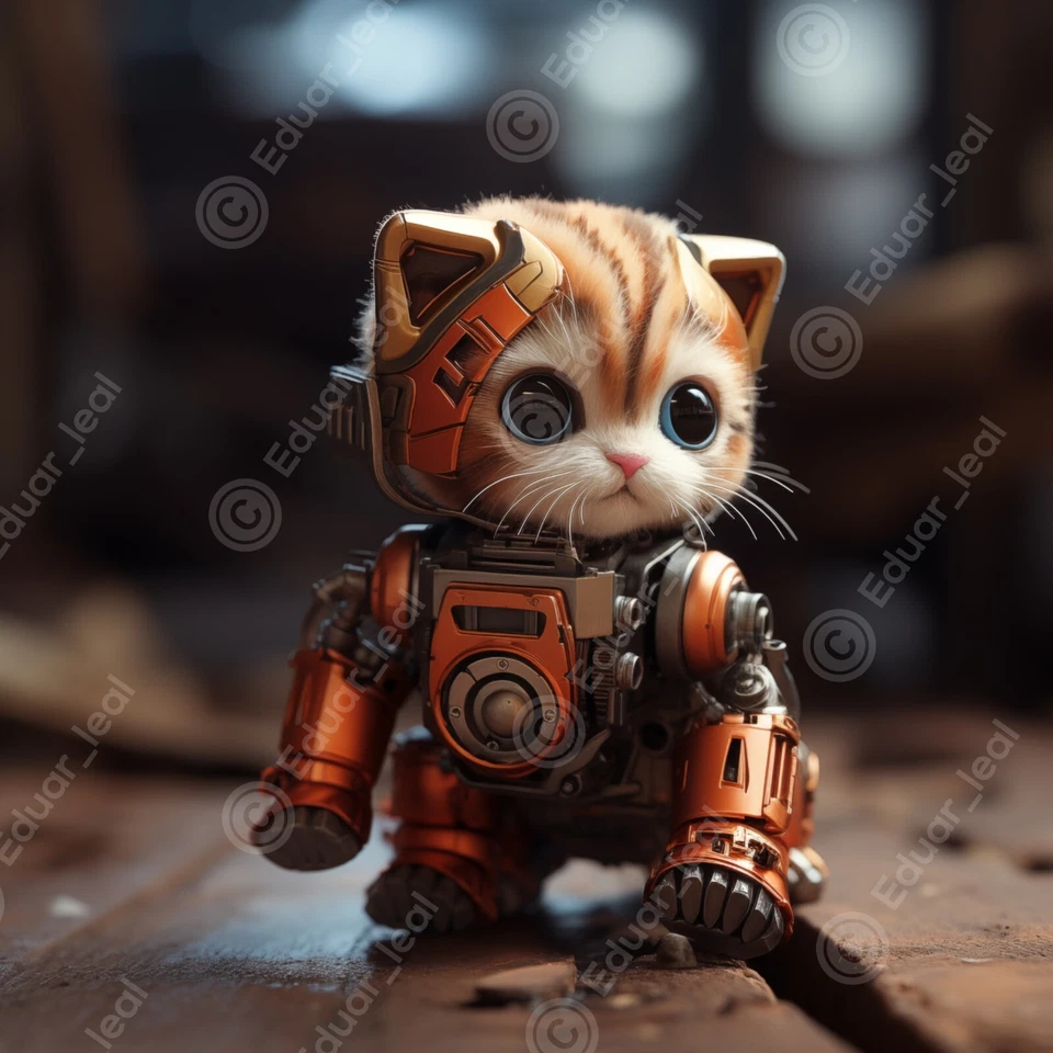 Wallpaper digital art cat baby robotic photo adorable full hd - image 1 of 1