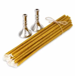 Par de candelabros de plata + 20 piezas de velas de cera de abejas pura... - Imagen 1 de 5