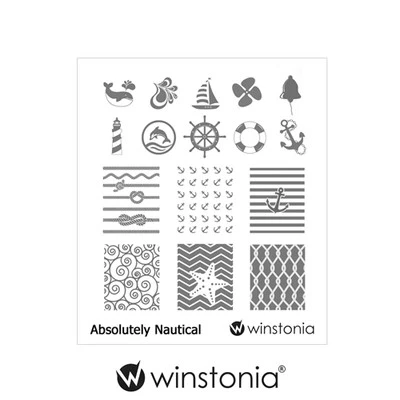 Winstonia Nail Stamping Plate ABSOLUTELY NAUTICAL Stamp Summer Palm Sea Shell - Image 1 of 4
