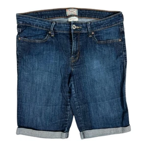 Levis 545 Bermuda Shorts Damen 10 blau Denim Bündchen Jeans lang Mid Rise Stretch - Bild 1 von 7