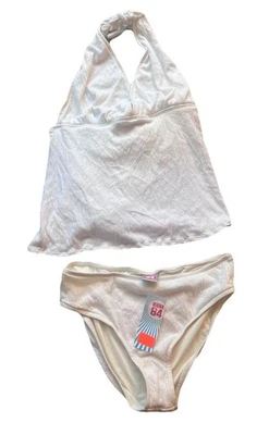Nuevo con etiquetas Conjunto de bikini de 2 piezas blanco retro Ujena traje de baño playa verano - mediano Foto 1 de 4