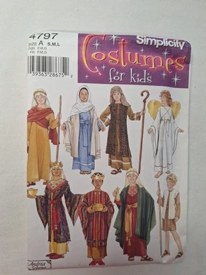 Simplicity Sewing Pattern 4797 Costumes For Kids S M L .8 Pieces New Uncut . - image 1 of 4