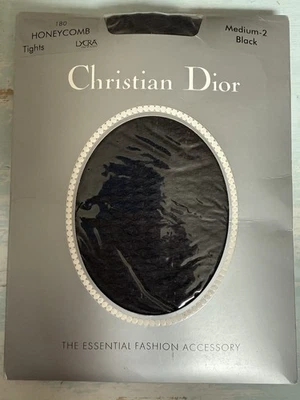 NEW. CHRISTIAN DIOR TIGHTS. HONEYCOMBE. BLACK. SIZE M. - Image 1 of 3