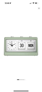 Retro Look Alarm Clock With Flip Day And Date NIB Mint Green - Picture 1 of 5