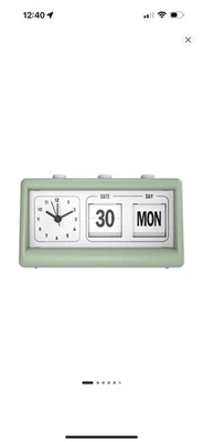 Retro Look Alarm Clock With Flip Day And Date NIB Mint Green - Image 1 of 4