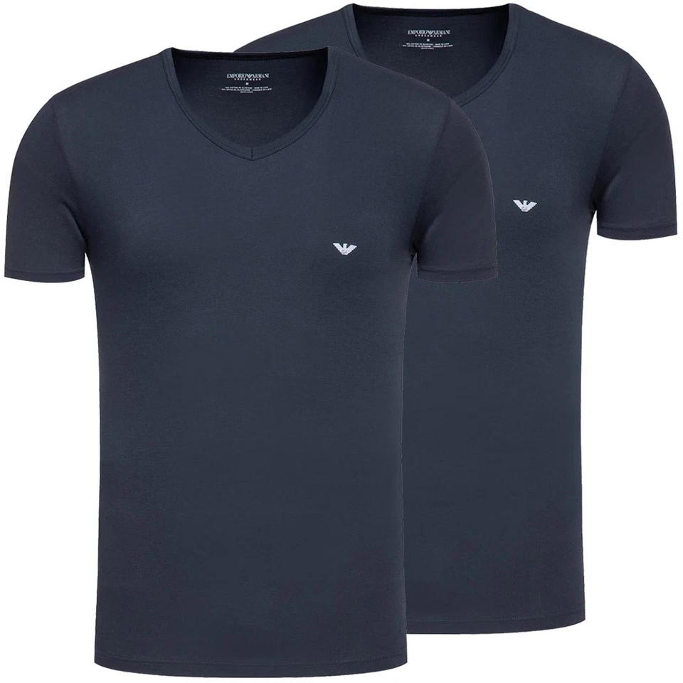 Pack de 2 camisetas Emporio Armani Underwear para hombre cuello en V ajustadas algodón elastano Foto 1 de 1