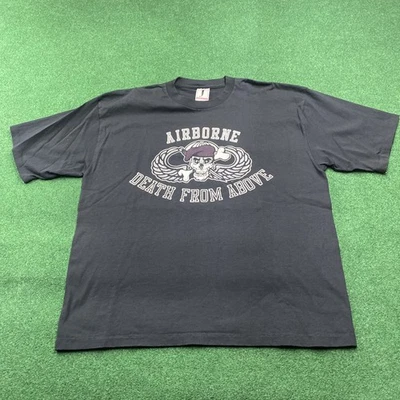 Vintage Airborne Shirt Mens XL Black 90S Death From Above Army Military Tee USA - Image 1 of 4