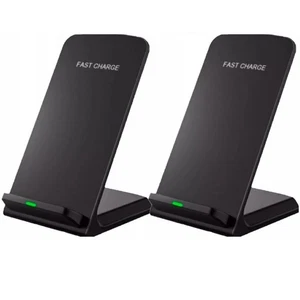 2 Pack Wireless Fast Charger Stand Pad for Qi & Wireless Ready All Phones Black - Picture 1 of 1