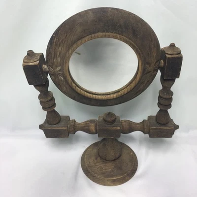 Espejo tocador de mesa madera tallado a mano giratorio estilo gótico vintage 11" de alto  Foto 1 de 4
