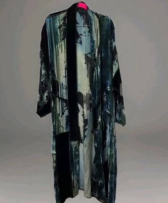 En muy buena condición Ego Seda Terciopelo Kimono Plumero Caprichoso Soñador Abstracto Estilo Boho Nuevo con Etiquetas Foto 1 de 4