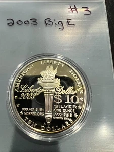 2003 NORFED Liberty $10 1 oz 999 FINE SILVER FROSTY PROOF-LIKE BU in CAPSULA BIG E - Foto 1 di 13