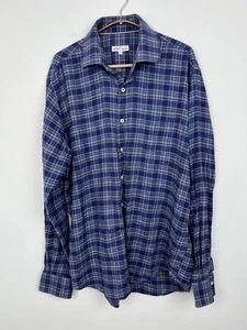 Peter Millar Large Mountainside Flannel Sport Shirt Blue Cotton Long Sleeve - Picture 1 of 8