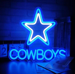 Cowboy Neon Signs Football LED Neon Lights Signs USB Powered Dimmable Footbal... - Picture 1 of 7
