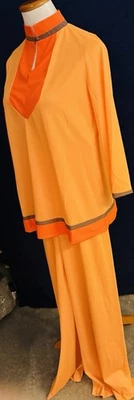 Vintage Gossard Artemis Orange Nylon 1960’s 2 Piece Pajama Set Size Small - Image 1 of 4