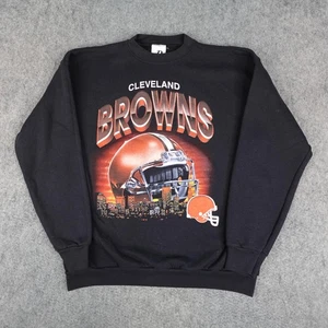 Vintage Cleveland Browns Sweater Mens Large Black Sweatshirt NFL Crewneck 90s - Picture 1 of 10