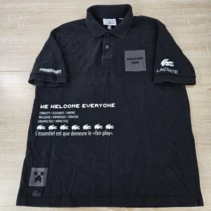 Polo de golf de manga corta con gráfico negro Lacoste Minecraft S 3 para hombre pequeño - Imagen 1 de 5