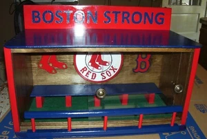 Rafael Devers Red Sox Bobble heads display case Sliding doors & Stained Walnut - Picture 1 of 11