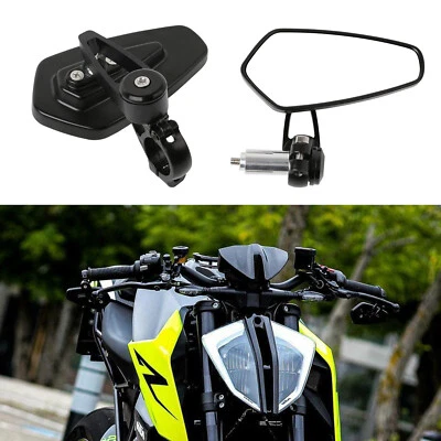 For Kawasaki Z1000 Motorcycle 7/8" Handle Bar End Rear View Side Mirrors Black - Foto 1 de 4