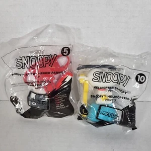 2 Peanuts Snoopy Happy Meal McDonalds Toys 2018 #5 Masked Marvel #10 Helicopter - Picture 1 of 7