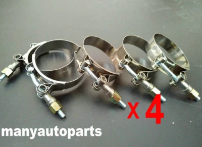 76mm 4PCSx 3" inch Turbo Pipe Hose Coupler T-bolt Clamps Stainless Steel 79-87MM Foto 1 de 4