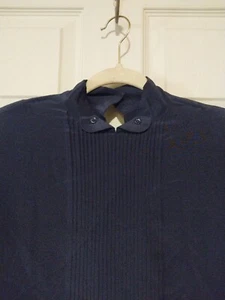 VTG Stanley Blacker 100% Navy Silk Shoulder Pad Blouse Tucks Front Women’s 10 - Picture 1 of 6