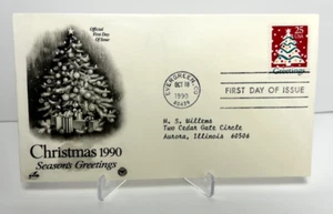 US FDC 1990 Christmas 1990 Seasons Greetings - Picture 1 of 2