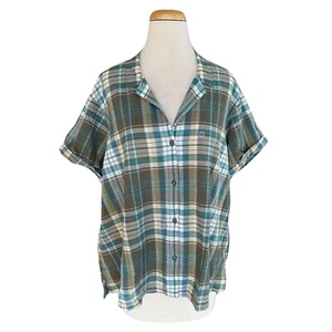 EDDIE BAUER Packable Camp Shirt Sz T2XL Plaid Short Sleeve - Picture 1 of 2