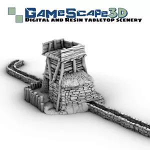 Primitiva miniatura scenario costruzione terreno torre di guardia | D&D DnD - Foto 1 di 2