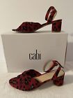 Cabi Womens Sz 9 Shoes Heels Red Leopard Siren Sandals Strap Open Toe 6023