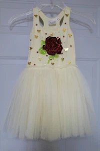 OOH LA LA COUTURE GIRL'S SIZE 5 DRESS RACER BACK with TULLE SKIRT SEQUIN ROSE - Picture 1 of 7