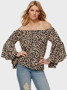 Top donna Scoop Bell manica, nuovo leopardato, medio 8-10 - Foto 1 di 5