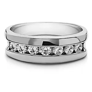 0.50 Ct Natural Round Diamond Engagement Men's Band Solid 950 Platinum Size 9 - Picture 1 of 6