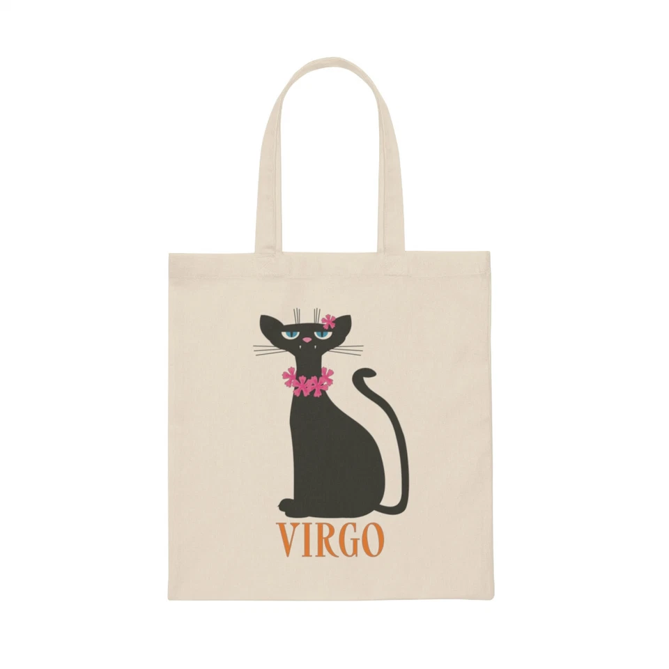 Virgo Cat Zodiac Sign Astrology Lovers Canvas Shopping Cotton Tote Bag - Image 1 of 1