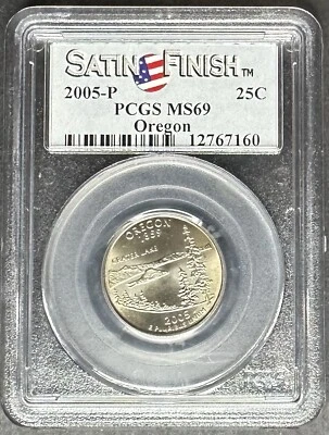 2005-P Satin Oregon Quarter PCGS MS-69, Buy 3 Items, Get $5 Off!! - Image 1 of 2