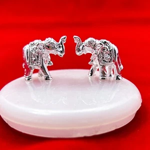 925 Sterling Silver Elephant Idol, Solid Silver Upper Trunk Elephant Statue. - Picture 1 of 48