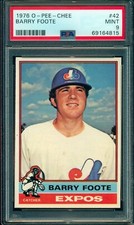 1976 TOPPS OPC O PEE CHEE MLB BASEBALL #42 Barry Foote PSA 9 MINT Montreal Expos