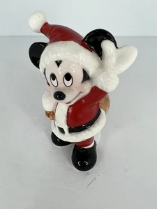 Disney Santa Mickey Figur Weihnachten Schmid Keramik winkt 4" Vintage - Bild 1 von 9